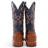 Botas de Lomo de Caiman Grabado Punta Cuadrada Color Cognac Matte - Tanner Mark Boots - Tanner Mark Boots