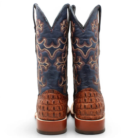 Botas de Lomo de Caiman Grabado Punta Cuadrada Color Cognac Matte - Tanner Mark Boots - Tanner Mark Boots