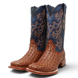 Botas de Lomo de Caiman Grabado Punta Cuadrada Color Cognac Matte - Tanner Mark Boots - Tanner Mark Boots