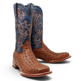 Botas de Lomo de Caiman Grabado Punta Cuadrada Color Cognac Matte - Tanner Mark Boots - Tanner Mark Boots
