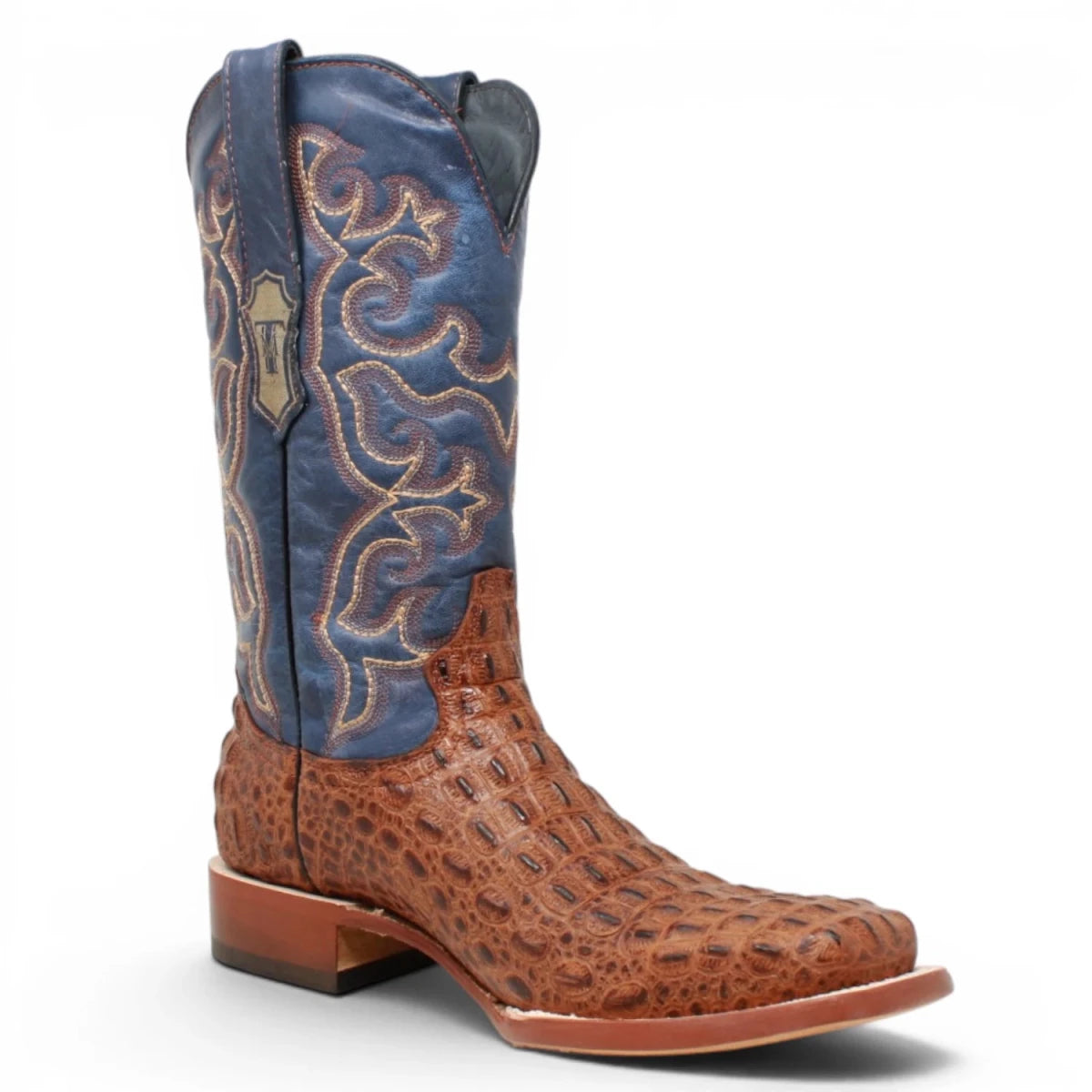 Botas de Lomo de Caiman Grabado Punta Cuadrada Color Cognac Matte - Tanner Mark Boots - Tanner Mark Boots