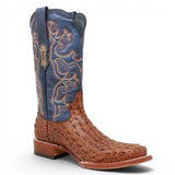 Botas de Lomo de Caiman Grabado Punta Cuadrada Color Cognac Matte - Tanner Mark Boots - Tanner Mark Boots