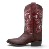 Botas de Mantarraya Grabada Perla Completa Horma Puntal Color Vino - La Carreta - La Carreta