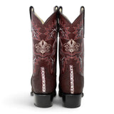 Botas de Mantarraya Grabada Perla Completa Horma Puntal Color Vino - La Carreta - La Carreta