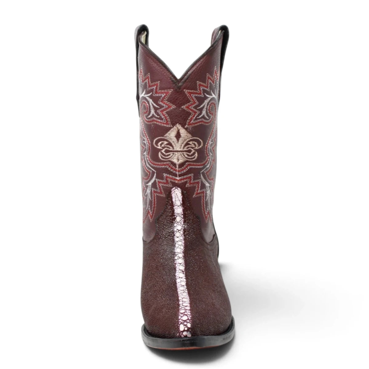 Botas de Mantarraya Grabada Perla Completa Horma Puntal Color Vino - La Carreta - La Carreta