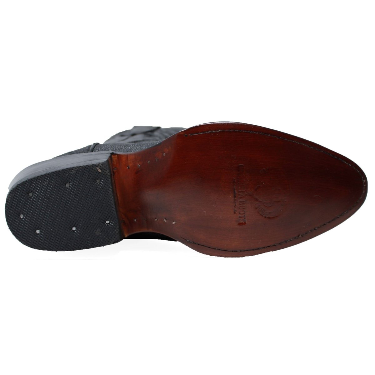 Botas de Mantarraya Perla Completa Grabada Horma Puntal Color Negro LC-099NEG - Rodeo Imports