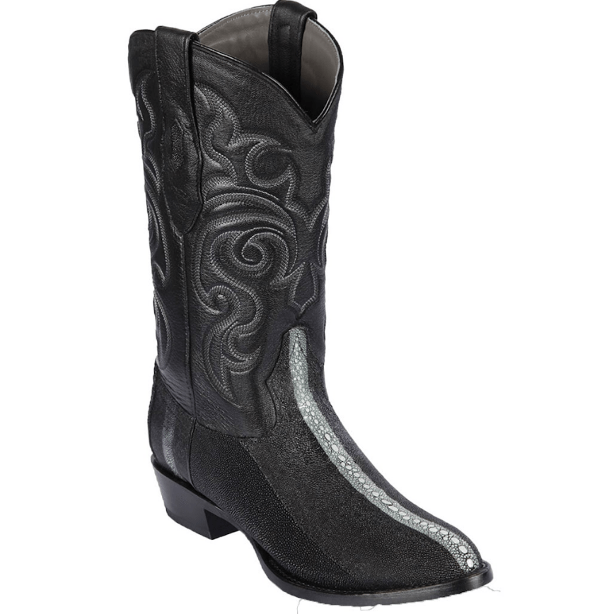 Original Full Pearl Stingray Boots Oval Toe Black Color - Los Altos Bo
