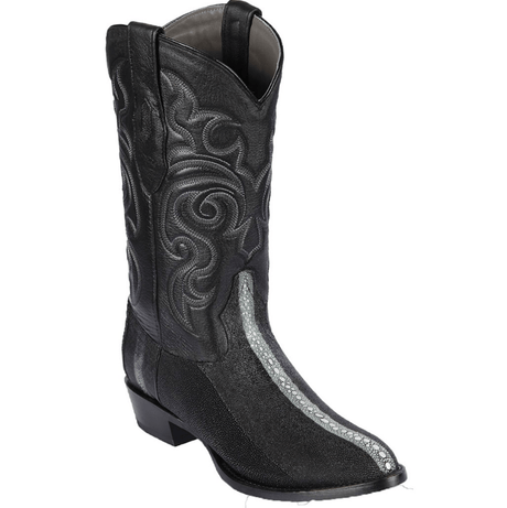 Western Genuine Rowstone Stingray Round Toe Boots Black Color - Los Altos Boots Side View 