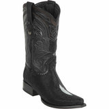 Botas de Mantarraya Perla Sencilla Original Punta Recortada Color Negro - Wild West Boots - Wild West Boots