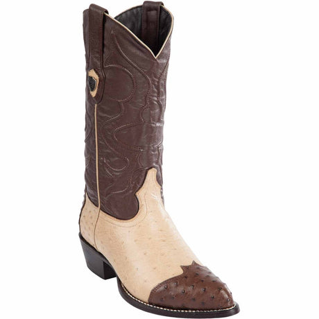 Botas de Panza de Avestruz Original Horma Puntal Color Cafe Arena - Wild West Boots - Wild West Boots