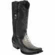 Botas de Panza de Caiman y Venado Original Punta Dubai Cuadrada Color Gris Difuminado - Wild West Boots - Wild West Boots