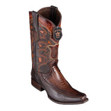 Botas de Para de Avestruz y Venado Original Punta Europea Color Cafe Difuminado - Los Altos Boots - Los Altos Boots