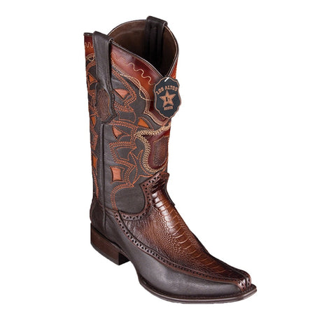 Botas de Para de Avestruz y Venado Original Punta Europea Color Cafe Difuminado - Los Altos Boots - Los Altos Boots