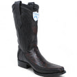 Western Genuine Ostrich Leg  European Toe Boots Black Cherry Color - Wild West Boots - Side View 