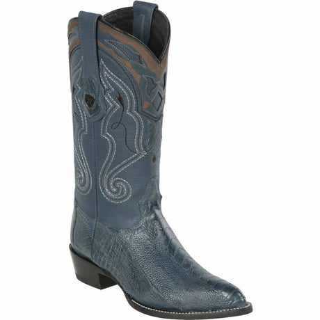 Botas de Pata de Avestruz Original Horma Puntal Color Azul Mezclilla - Wild West Boots - Wild West Boots
