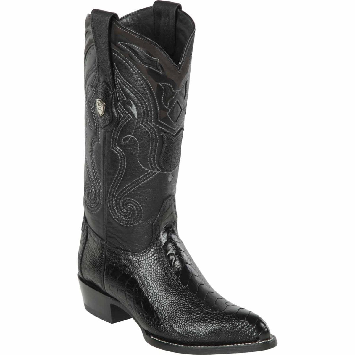 Botas de Pata de Avestruz Original Horma Puntal Color Negro - Wild West Boots - Wild West Boots