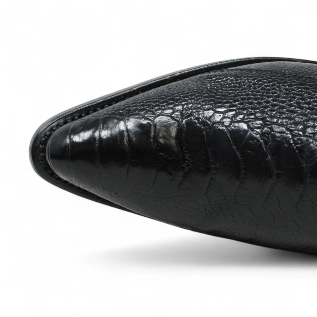 Original Ostrich Leg Boots Last Toe Cap for Men Black Color