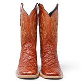 Botas de Pescado Pirarucu Grabado en Horma Rodeo Cuadrada WD-246 - White Diamonds Boots