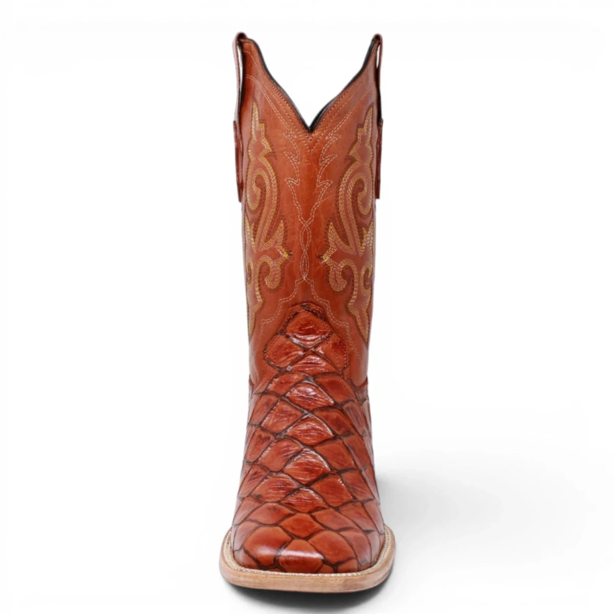 Botas de Pescado Pirarucu Grabado en Horma Rodeo Cuadrada WD-246 - White Diamonds Boots