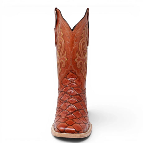 Botas de Pescado Pirarucu Grabado en Horma Rodeo Cuadrada WD-246 - White Diamonds Boots
