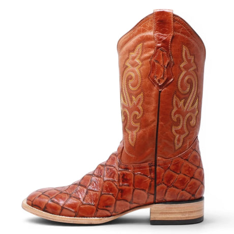 Botas de Pescado Pirarucu Grabado en Horma Rodeo Cuadrada WD-246 - White Diamonds Boots