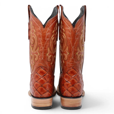 Botas de Pescado Pirarucu Grabado en Horma Rodeo Cuadrada WD-246 - White Diamonds Boots