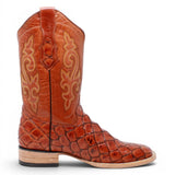 Botas de Pescado Pirarucu Grabado en Horma Rodeo Cuadrada WD-246 - White Diamonds Boots