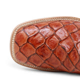 Botas de Pescado Pirarucu Grabado en Horma Rodeo Cuadrada WD-246 - White Diamonds Boots