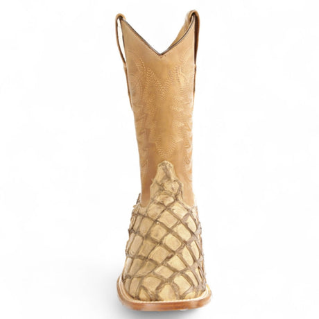 Botas de Pescado Pirarucu Original Punta Rodeo Cuadrada Ancha Color Arena - Los Altos Boots - Los Altos Boots