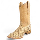 Botas de Pescado Pirarucu Original Punta Rodeo Cuadrada Ancha Color Arena - Los Altos Boots - Los Altos Boots
