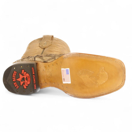 Botas de Pescado Pirarucu Original Punta Rodeo Cuadrada Ancha Color Arena - Los Altos Boots - Los Altos Boots