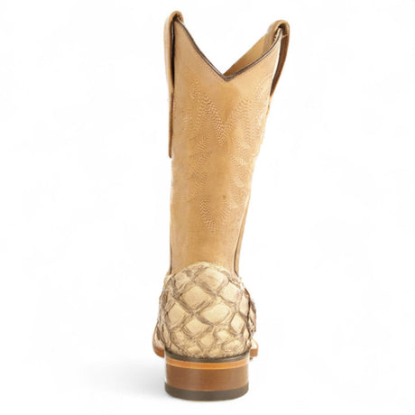 Botas de Pescado Pirarucu Original Punta Rodeo Cuadrada Ancha Color Arena - Los Altos Boots - Los Altos Boots