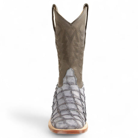 Botas de Pescado Pirarucu Original Punta Rodeo Cuadrada Ancha Color Gris - Los Altos Boots - Los Altos Boots