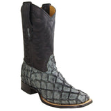 Wide Square Rodeo Toe Exotic Pirarucu Boots Gray Color - Los Altos Boots - Side View