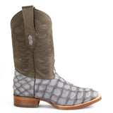 Botas de Pescado Pirarucu Original Punta Rodeo Cuadrada Ancha Color Gris - Los Altos Boots - Los Altos Boots