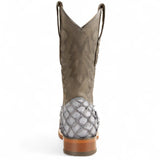 Botas de Pescado Pirarucu Original Punta Rodeo Cuadrada Ancha Color Gris - Los Altos Boots - Los Altos Boots