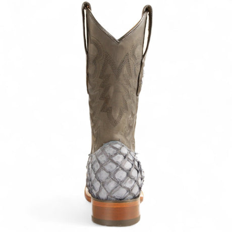 Botas de Pescado Pirarucu Original Punta Rodeo Cuadrada Ancha Color Gris - Los Altos Boots - Los Altos Boots