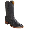 Wide Square Rodeo Toe Exotic Pirarucu Boots Black Color - Los Altos Boots - Side View