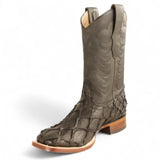 Botas de Pescado Pirarucu Original Punta Rodeo Cuadrada Ancha Color Negro - Los Altos Boots - Los Altos Boots