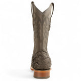 Botas de Pescado Pirarucu Original Punta Rodeo Cuadrada Ancha Color Negro - Los Altos Boots - Los Altos Boots