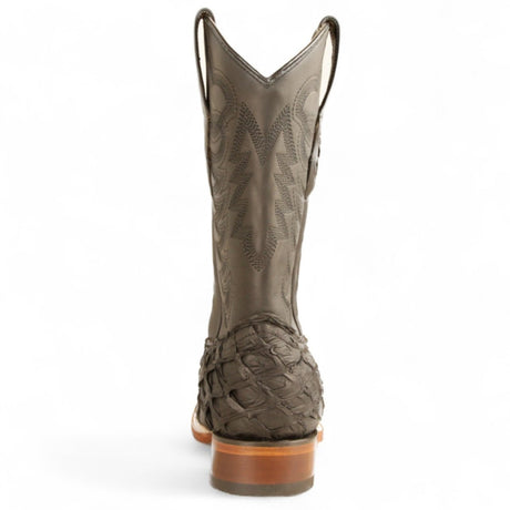 Botas de Pescado Pirarucu Original Punta Rodeo Cuadrada Ancha Color Negro - Los Altos Boots - Los Altos Boots