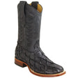 Botas de Pescado Pirarucu Original Punta Rodeo Cuadrada Ancha Color Negro Mate - Los Altos Boots - Los Altos Boots