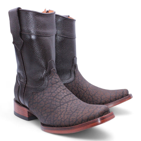 Botas de Piel Cuello de Toro Punta Dubai Cuadrada Para Hombre Color Chocolate - Hooch Boots - Hooch