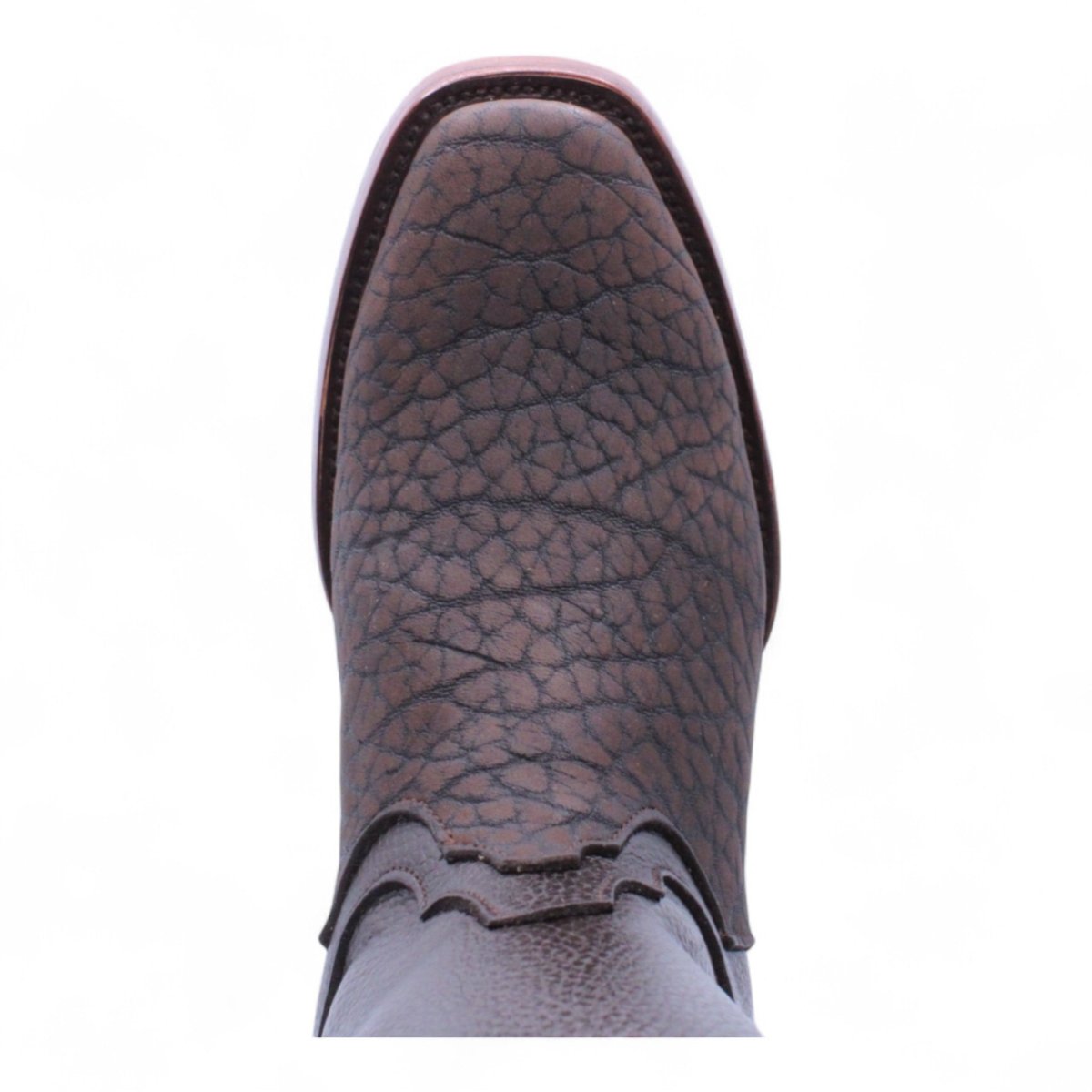 Short Leather Boots Bull Neck Square Dubai Toe For Men Chocolate Color