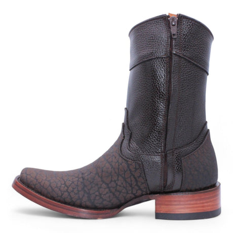 Botas de Piel Cuello de Toro Punta Dubai Cuadrada Para Hombre Color Chocolate - Hooch Boots - Hooch