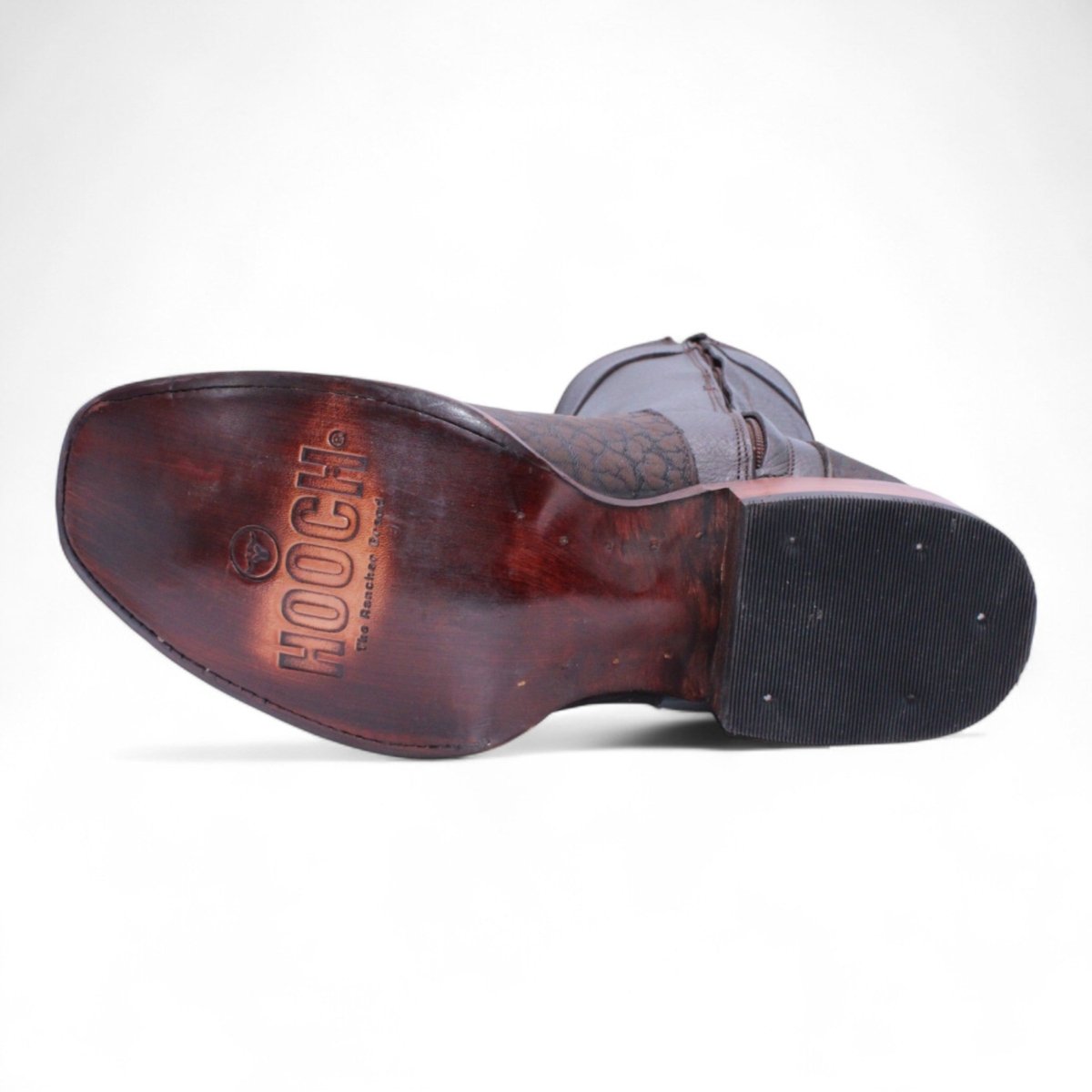 Short Leather Boots Bull Neck Square Dubai Toe For Men Chocolate Color