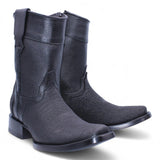 Botas de Piel Cuello de Toro Punta Dubai Cuadrada Para Hombre Color Negro - Hooch Boots - Hooch