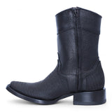 Botas de Piel Cuello de Toro Punta Dubai Cuadrada Para Hombre Color Negro - Hooch Boots - Hooch