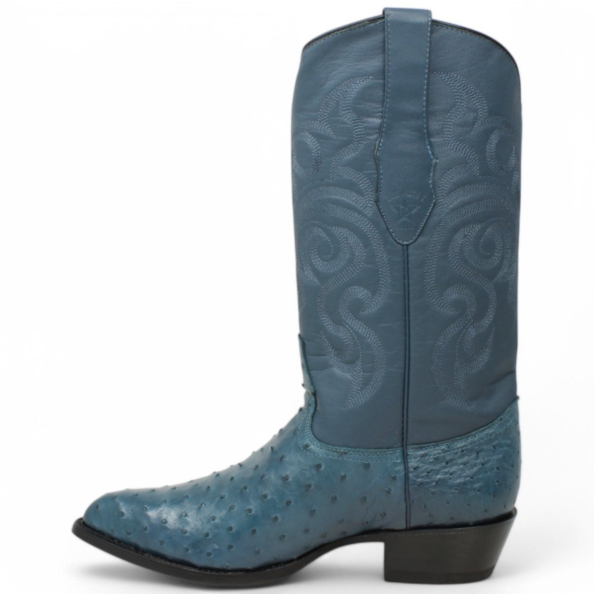 Botas de Piel de Avestruz Original Horma Puntal Color Azul Jean - Los Altos Boots - Los Altos Boots