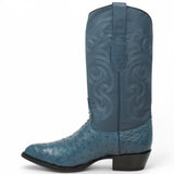 Botas de Piel de Avestruz Original Horma Puntal Color Azul Jean - Los Altos Boots - Los Altos Boots